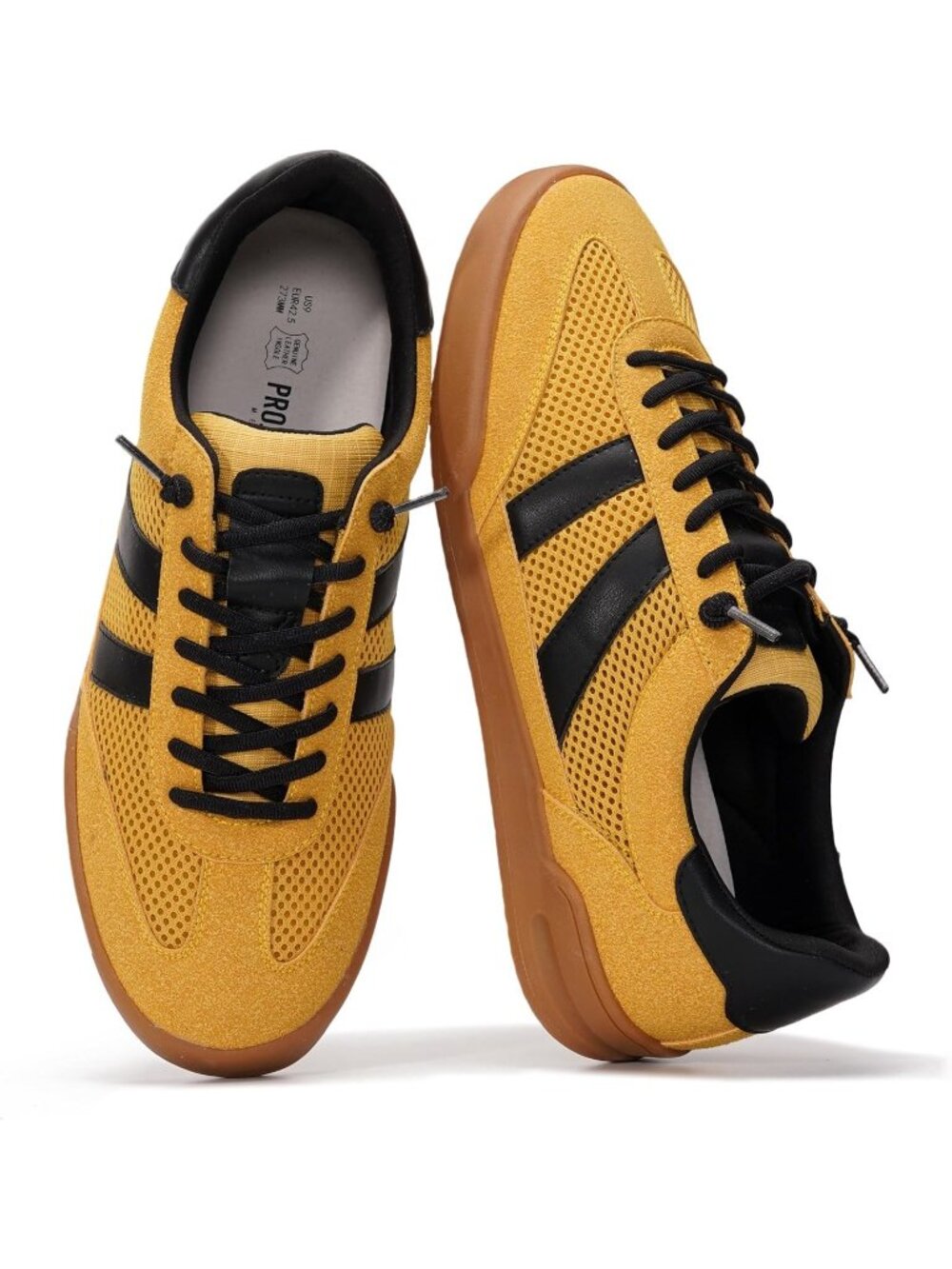 Men's Mustard Leather Casual Memory Foam Insole Non Slip Trendy Stylish Sneakers